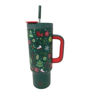 ENCOOL Christmas 40 oz Tumbler with Handle Straw Stainless Steel Insulated